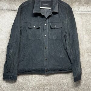 Banana Republic Mens Corduroy Trucker Jacket Large Gray Dark Academia Workwear